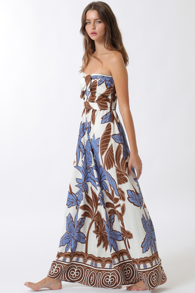 TIE FRONT CHEST TUBE ELASTIC BACK WAISTED JUMPSUIT