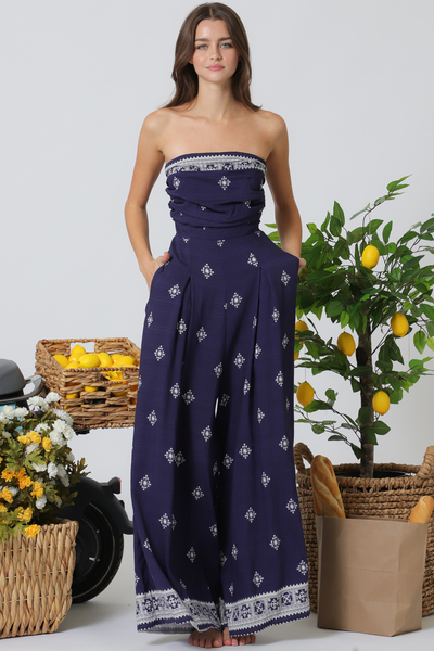 TUBE TIE BACK CHEST ELASTIC BACK WAISTED JUMPSUIT 