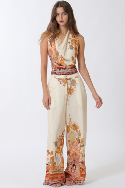 HALTER BACKLESS TOP & LONG PANTS SET