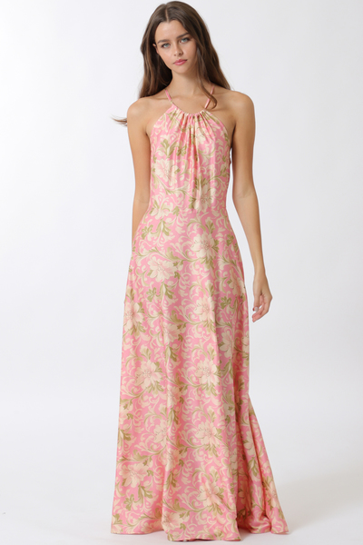 HALTER THIN ADJUSTABLE STRAP MAXI DRESS