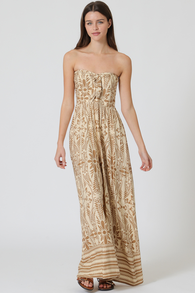 TUBE TIE FRONT CHEST SMOCKED BACK JUMPSUIT