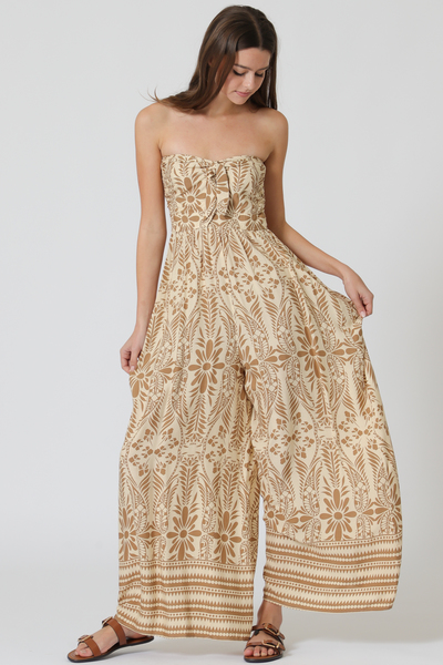 TUBE TIE FRONT CHEST SMOCKED BACK JUMPSUIT