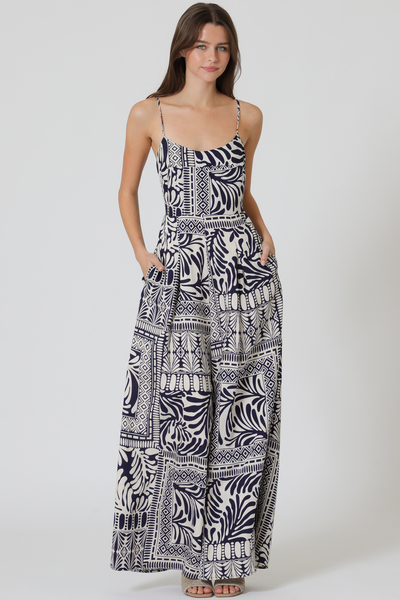 THIN ADJUSTABLE STRAP ELASTIC BACK JUMPSUIT