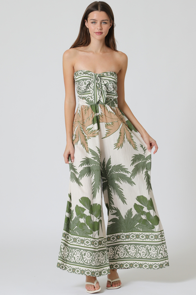 TUBE TIE FRONT CHEST SMOCKED BACK JUMPSUIT