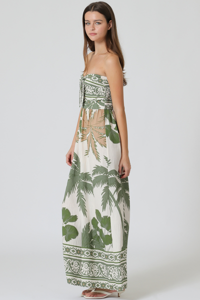 TUBE TIE FRONT CHEST SMOCKED BACK JUMPSUIT