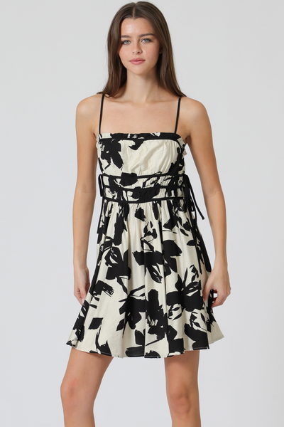 CONT. STRAPPING WAIST DETAIL MINI DRESS