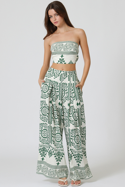 TUBE TIE BACK CHEST TOP & LONG PANTS SET