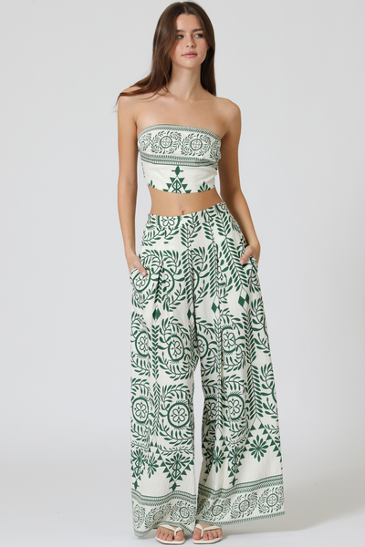 TUBE TIE BACK CHEST TOP & LONG PANTS SET