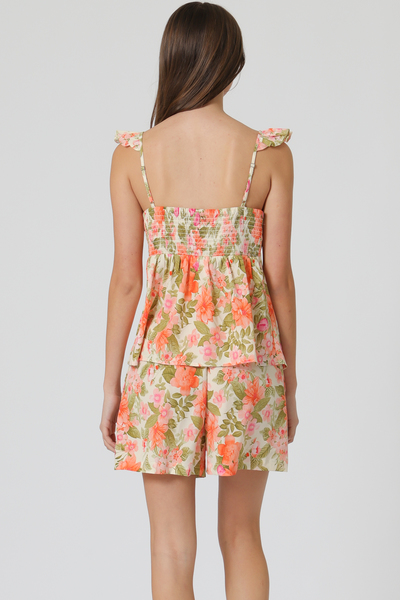 RUFFLE NECK TOP W/ SHORTS SET