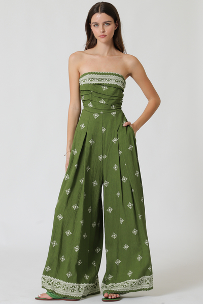 TUBE TIE BACK CHEST ELASTIC BACK WAISTED JUMPSUIT 