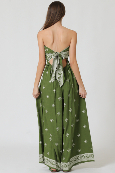 TUBE TIE BACK CHEST ELASTIC BACK WAISTED JUMPSUIT 