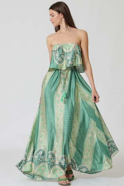 RUFFLE TUBE MAXI DRESS