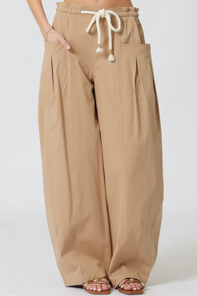 TIE FRONT WAISTED LONG PANST