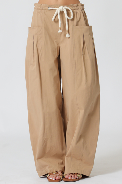 TIE FRONT WAISTED LONG PANST