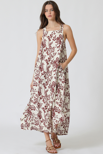 SQUARE NECK SLEEVELESS MAXI DRESS