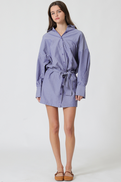 WAIST TIE DETAIL SHIRT DRESS