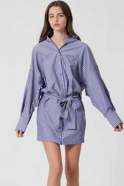 WAIST TIE DETAIL SHIRT DRESS