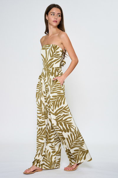 TUBE TIE BACK CHEST ELASTIC BACK WAISTED JUMPSUIT 