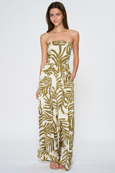 TUBE TIE BACK CHEST ELASTIC BACK WAISTED JUMPSUIT 