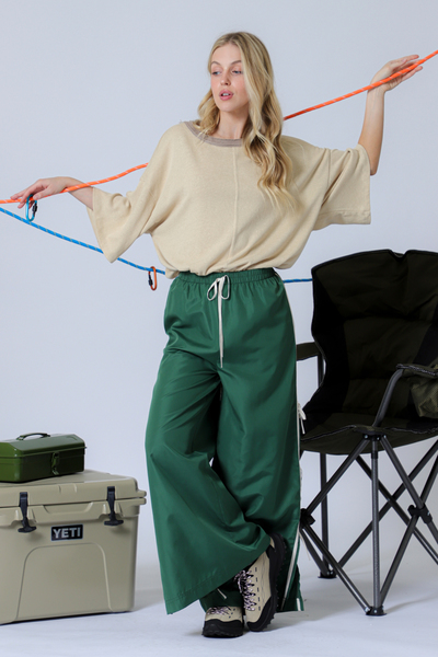 SIDE TIE DETAIL WIDE PANTS