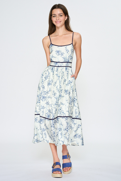 CONTRAST BINDING POINT MIDI DRSESS