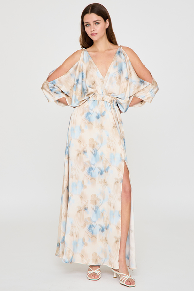 KIMONO COLD SHOULDER MAXI DRESS
