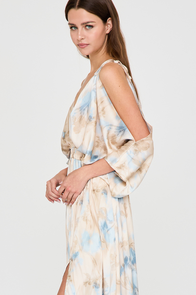 KIMONO COLD SHOULDER MAXI DRESS