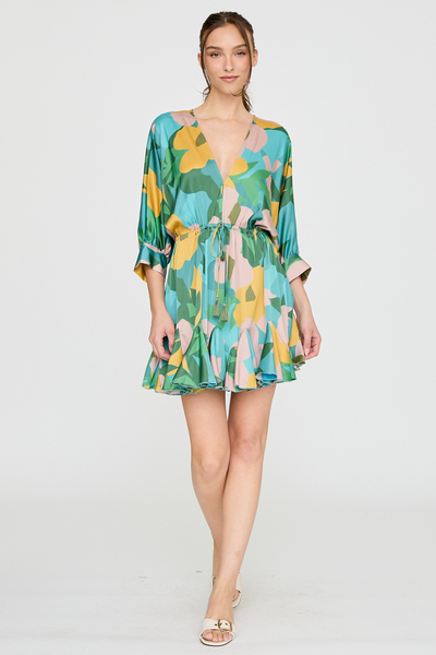 DOLMAN SLEEVE TIE WAIST MINI DRESS