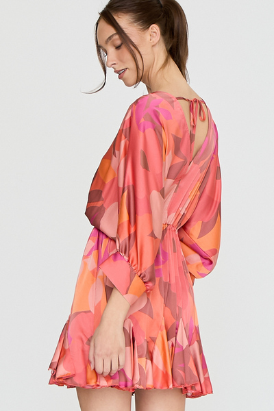 DOLMAN SLEEVE TIE WAIST MINI DRESS