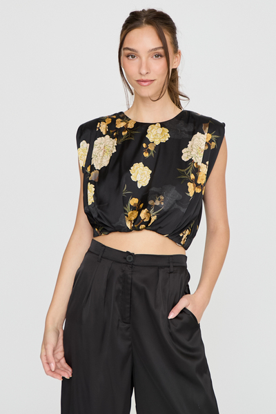 FLORAL SHOULDER PAD PANTS SET