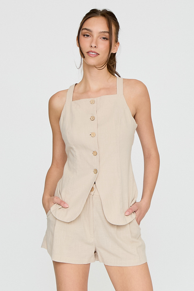 BUTTON FRONT VEST & SHORTS SET