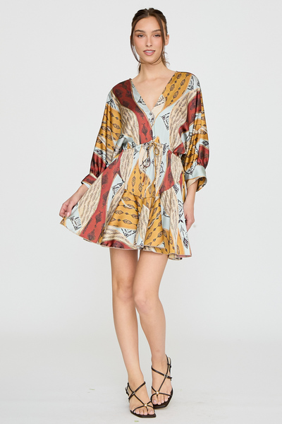 [REORDER] PRINTED DRAWSTRING WAIST MINI DRESS