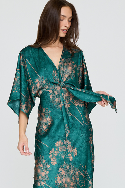 FLORAL PRINT KIMONO SLEEVE MAXI DRESS