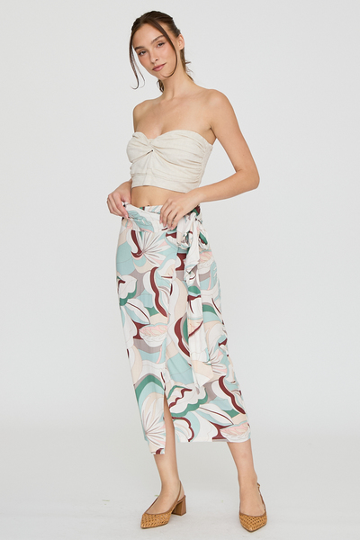 ABSTRACT PRINT WRAP MIDI SKIRT