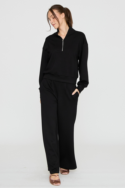 ZIPPER NECK LONG SLEEVE TOP & PANTS SET