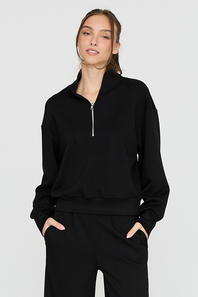 ZIPPER NECK LONG SLEEVE TOP & PANTS SET