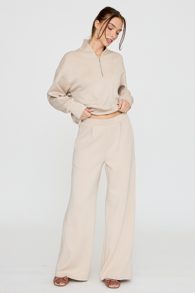 ZIPPER NECK LONG SLEEVE TOP & PANTS SET