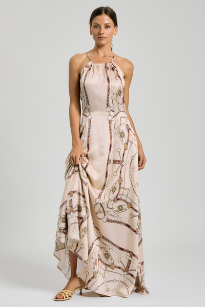 CHAIN PRINT HALTER NECK MAXI DRESS