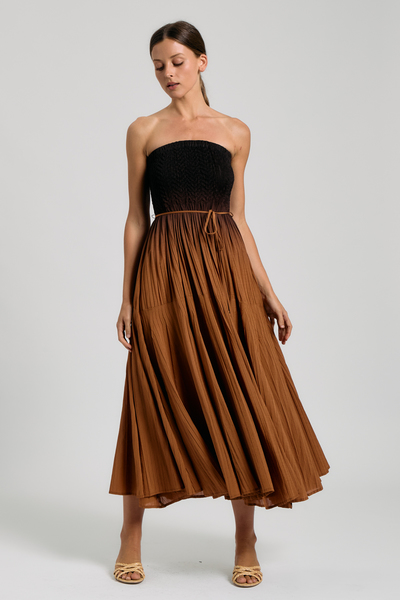 [REORDER] SMOCKED TUBE PLEATED MIDI DRESS