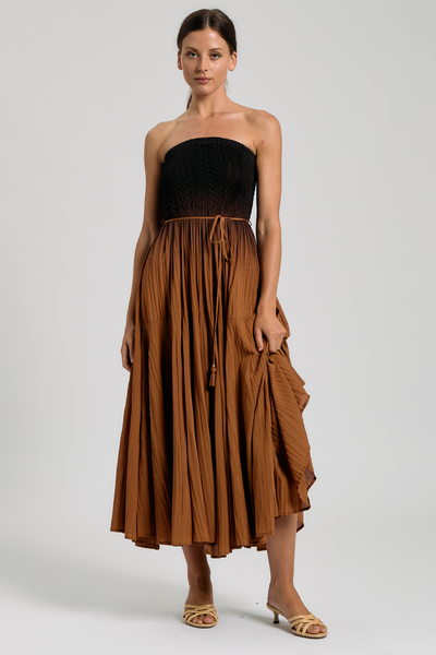 [REORDER] SMOCKED TUBE PLEATED MIDI DRESS