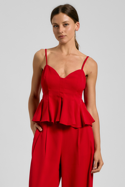 SWEETHEART PEPLUM TOP & WIDE-LEG PANTS SET