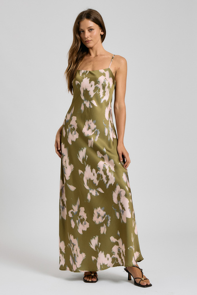 FLORAL SHOULDER STRAP MAXI DRESS
