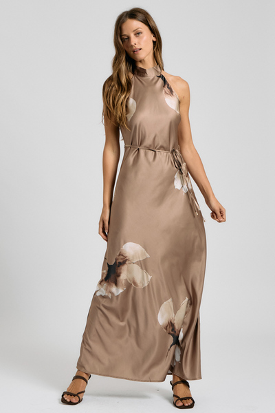 FLORAL HALTER NECK MAXI DRESS