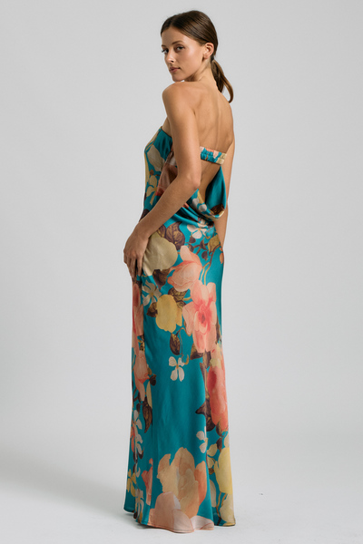 [REORDER] STRAPLESS FLORAL OPEN-BACK MAXI DRESS