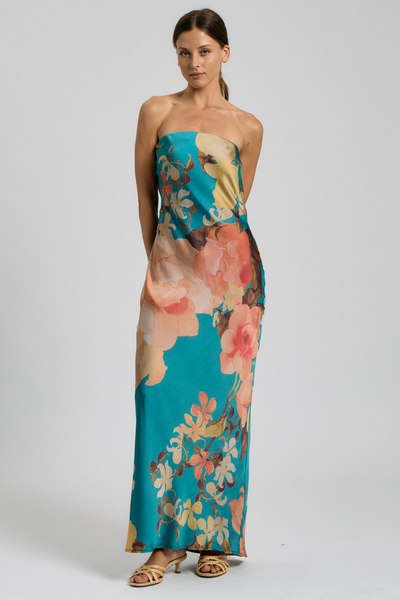 [REORDER] STRAPLESS FLORAL OPEN-BACK MAXI DRESS
