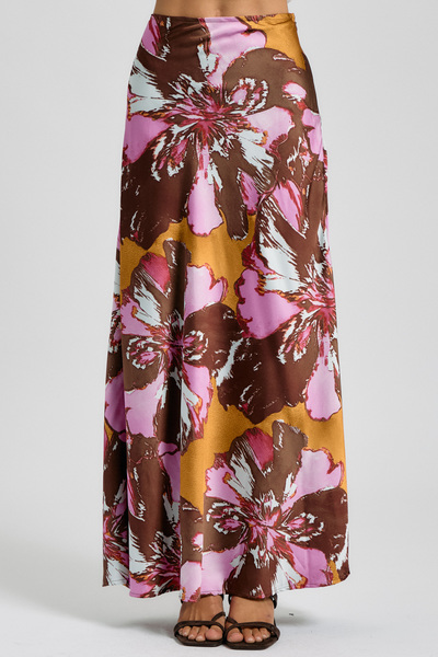 FLORAL PRINT BIAS MAXI SKIRT