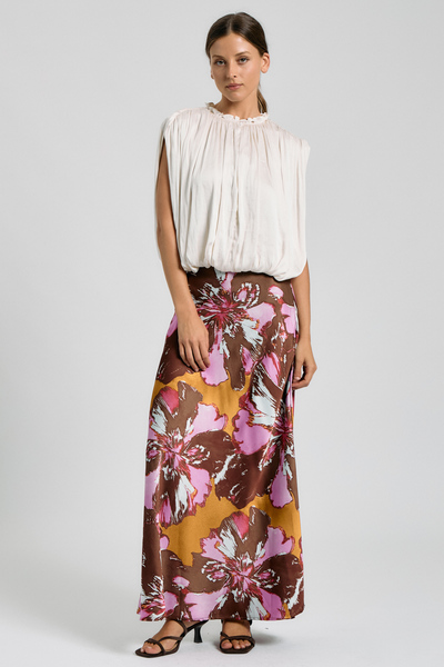FLORAL PRINT BIAS MAXI SKIRT