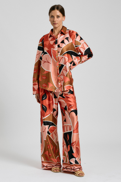 ABSTRACT PRINT BUTTON-DOWN SHIRT & PANT SET