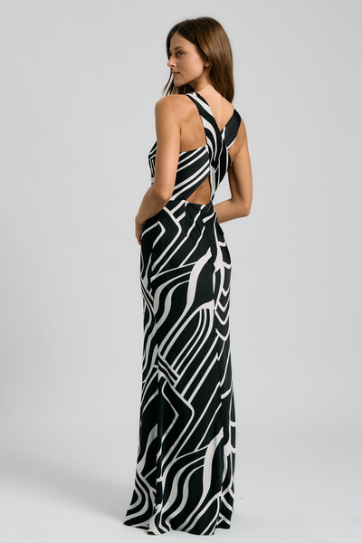 ABSTRACT CROSS-BACK MAXI DRESS
