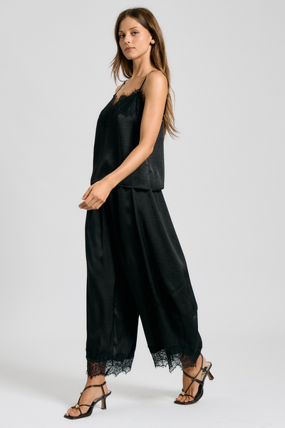 [REORDER] EYELASH LACE SATIN CAMI & BARREL PANTS SET